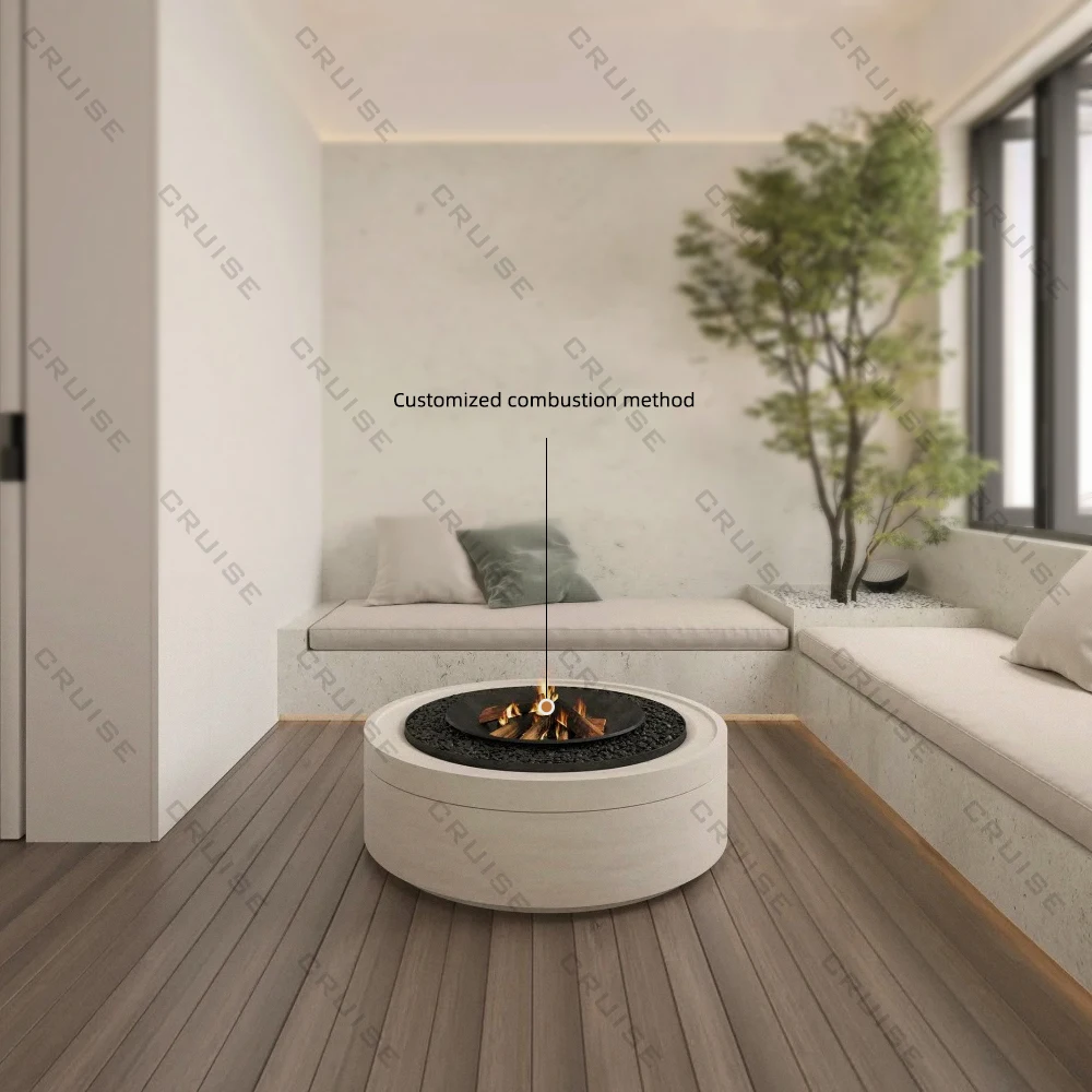 كروز الخشب/الغاز/الانحلال/الإلكترونية/موقد الكحول الأساسية مخصص 1000/1200/1500 مللي متر في الهواء الطلق قائما بذاته حفرة حريق مستديرة من الحجر الزهر #3