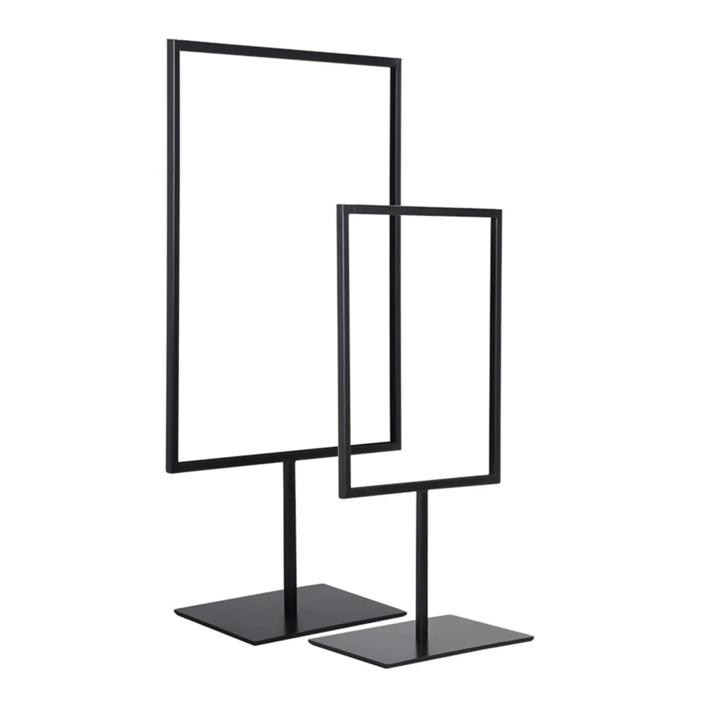 1pcs Iron Advertising Poster Label Stand A4 Black White Double-size Display Holder