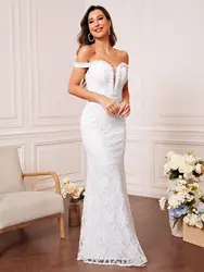 Mgiacy V-neck lace belt fishtail dress Evening gown Ball dress Party dress Bridesmaid dress