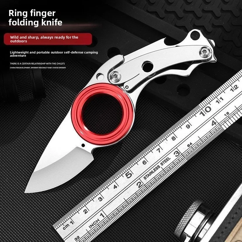 Handheld Outdoor Pocket Folding Knife EDC Ring Knife High Hardness Sharp Portable Multi-functional Dedicated Express Knife