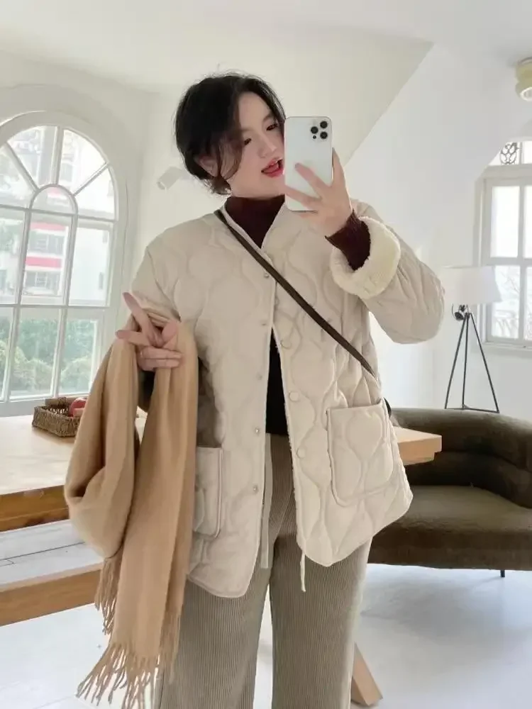 سترة نسائية جديدة لخريف وشتاء 2025 من القطن سترة قطنية فضفاضة للركاب واحدة الصدر #2