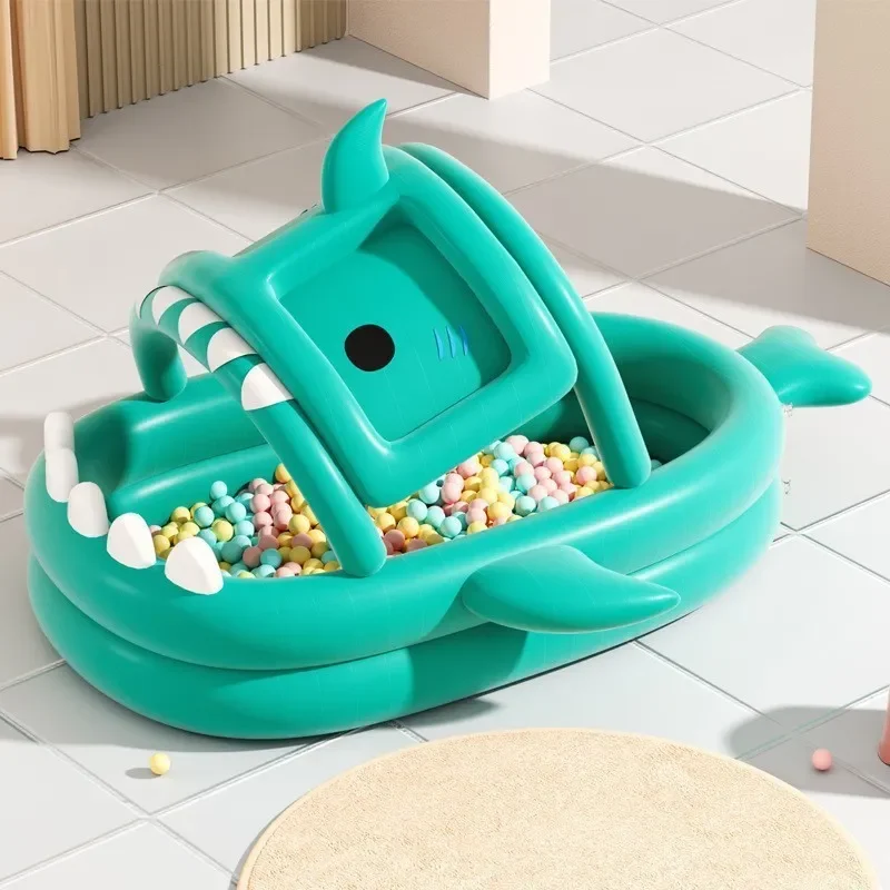 Inflatable Shark Swimming Pool for Kids Outdoor Summer Water Play Center Large Blow Up Bath Tub for Toddlers and Children