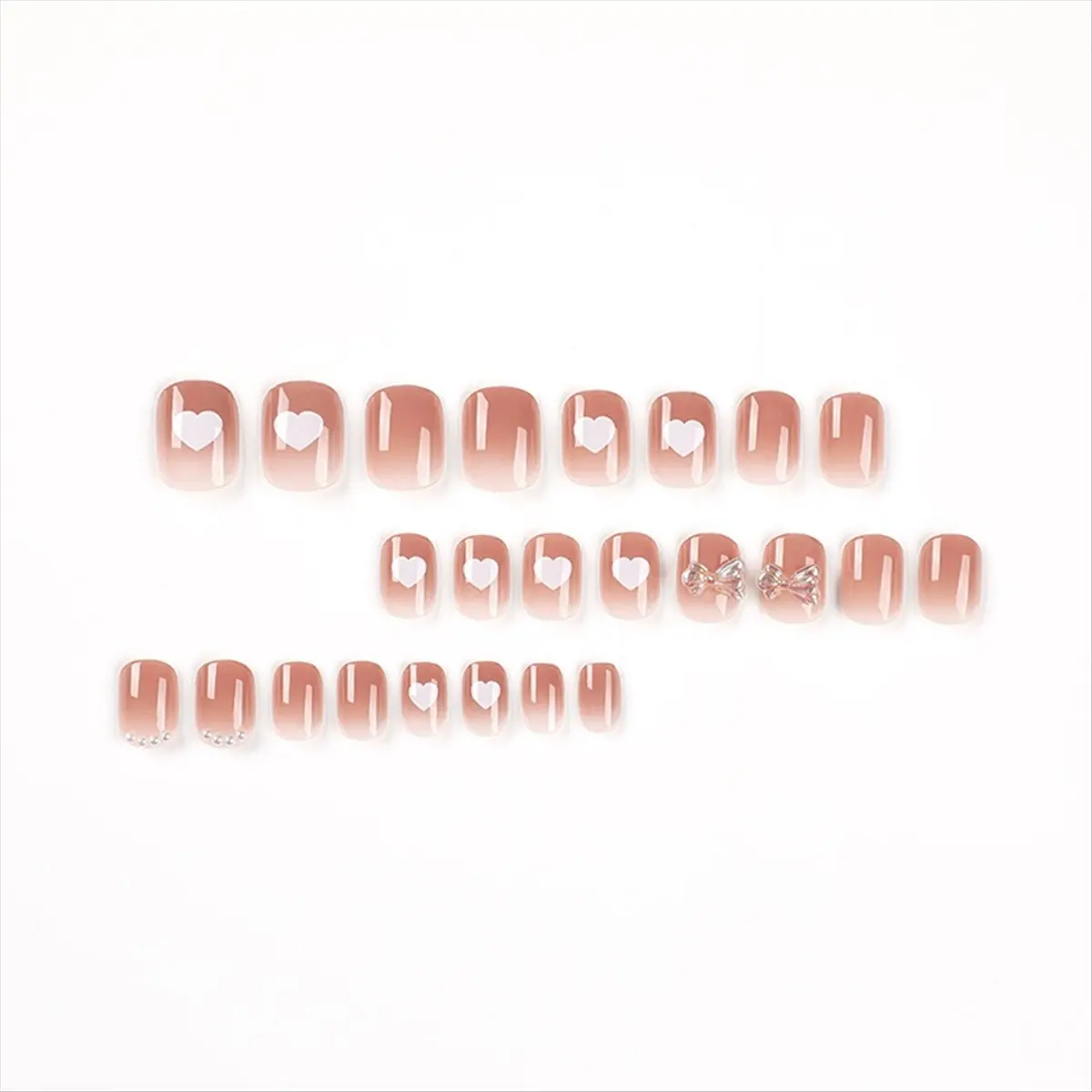 *CLOS Press on Nails, Wearable Nail Tips with  Butterfly Heart High-End Nail Art Wearable Nail Tips Z017
