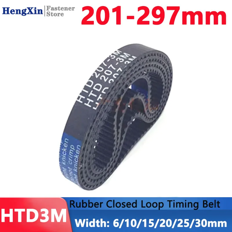 

Belt Perimeter 201mm To 297mm HTD3M Timing Belt Rubber Closed Loop Synchronous Belt Width 6 10 15 20 25 30mm Pitch 3mm Arc Tooth