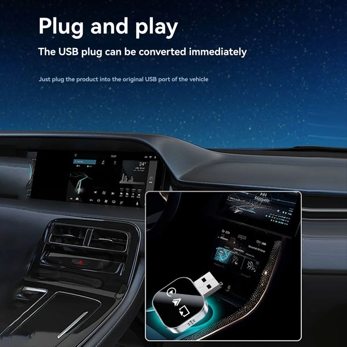 & L72A  3 In1 Wireless Carplay Adapter Smart Carplay Airplay Android Auto USB Dongle Wired Carplay to Wireless Plug and Play B