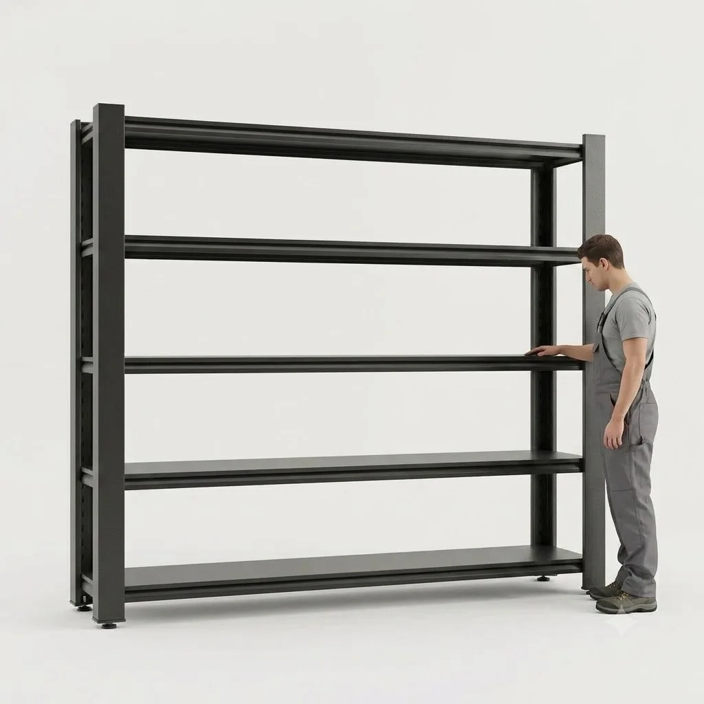 5 Tier Heavy Duty Boltless Storage Rack, 606LBS Per Tier Double Folded Gourd Hole Steel Shelving Unit, Matte Black Anti-Rust Adjustable Warehouse Organizer with Full Installation Kit, Solid Reinforced Metal Deck for Garage Basement Workshop Retail Store
