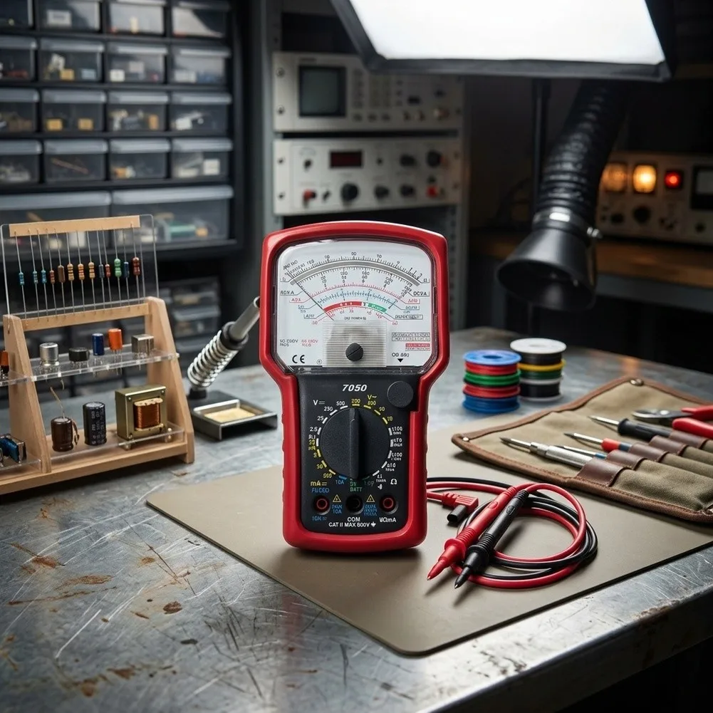KT7050 Pointer Multimeter with Mirror Scale 7 Functions 20 Ranges Manual Range Selection for Electrical Diagnostics