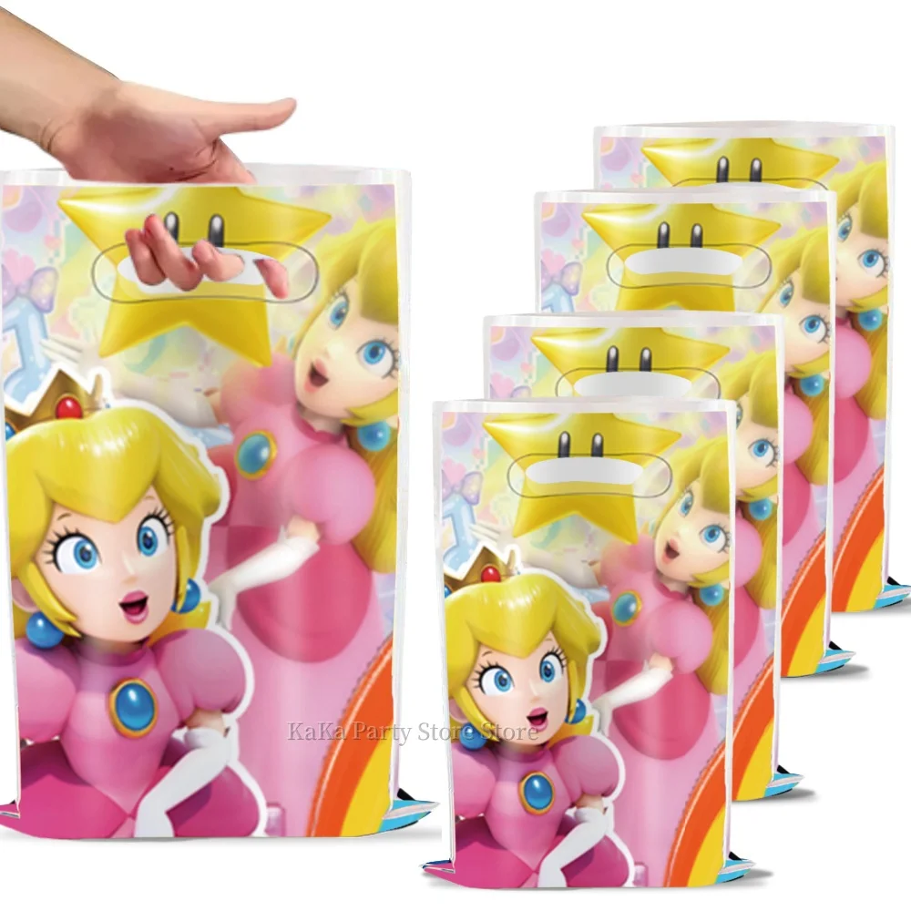 

Princess Peach Gift Bags Birthday Decoration Peach Goody Biscuit Package Candy Bag Baby Shower Girls Favors Gift Party Supplies