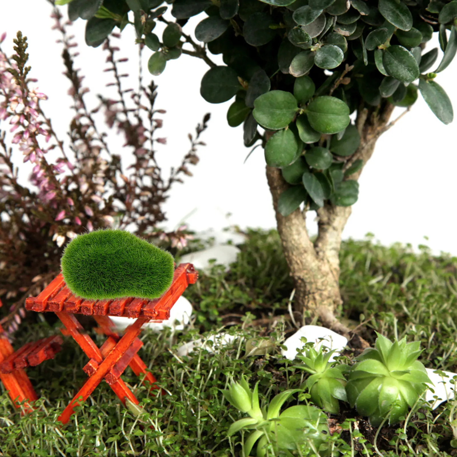 20Pcs Lifelike Faux Moss Rocks Artificial Green Decor Stones for Home Office Shop Decor Potted Plants Table Centerpieces