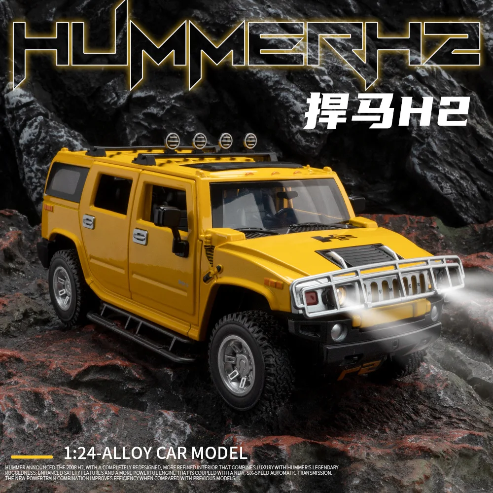 

Alloy Model Car 1:24 Diecast H2 Off-Road Metal Vehicle Suv Miniature Collectible Kids Birthday Gift Children Christmas Boy Toy