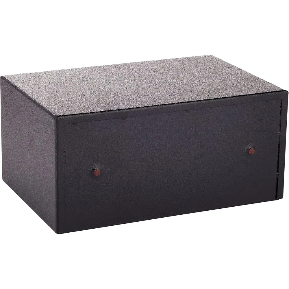 Black Steel Safe with Card Swipe Reader and Digital Keypad Lock, Small Safe with Interior Lighting and Bolt Down Kit