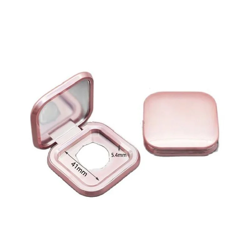 10pcs Empty Compact Powder Case Magic Pink Cosmetic Magnetic Highlighter Pressed Powder Compact Packaging Square Blusher Box