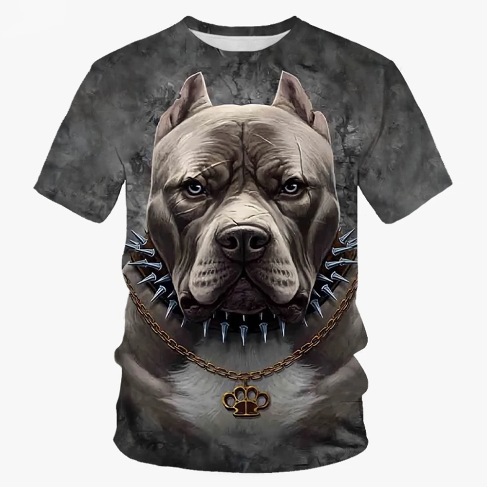 Summer Fashion Trend Novel Cute Dog 3D Printed Dog Pattern Trend Casual Comfortable Short-Sleeved Top