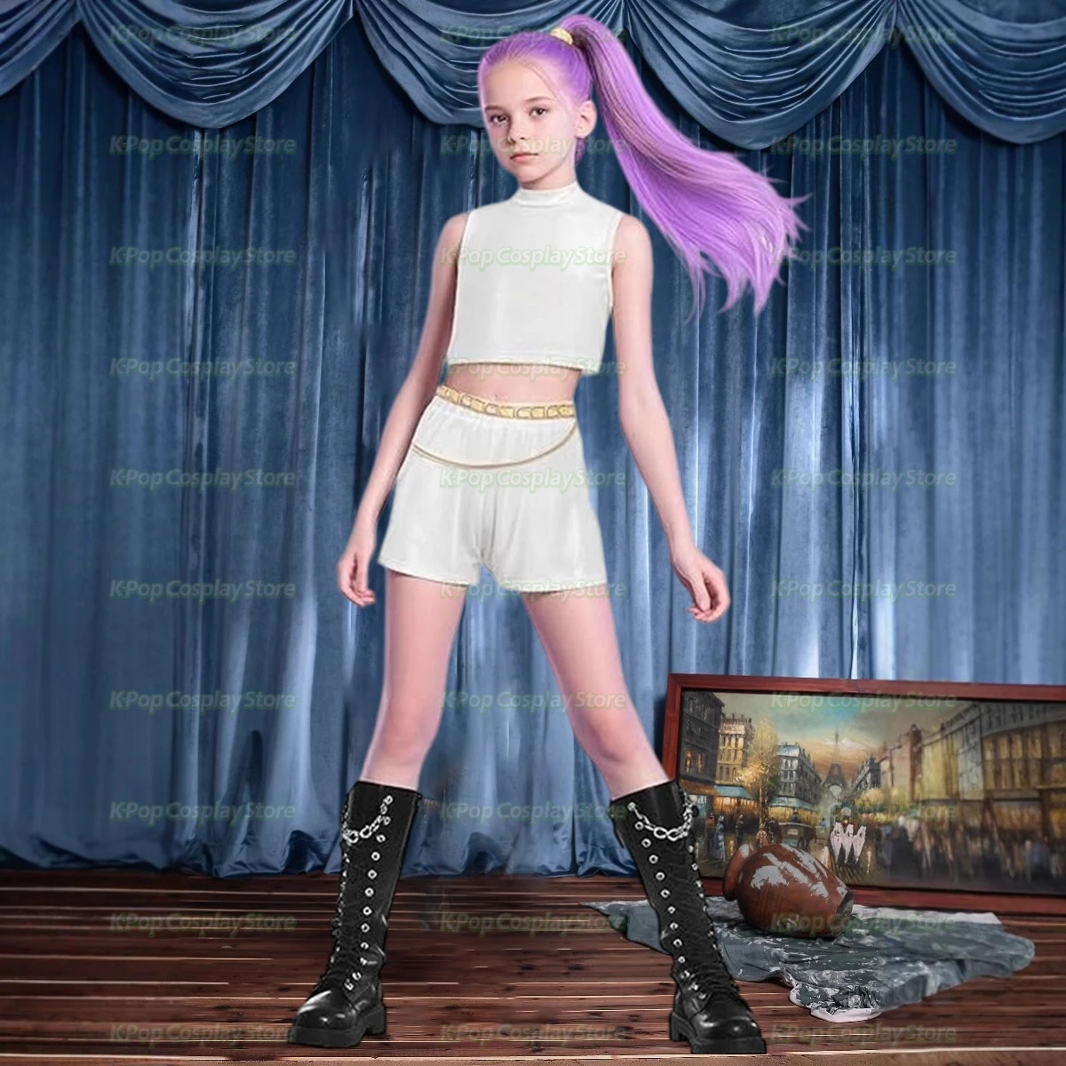 

New Kids Girls Kpop Demon Hunters Rumi Zoey Mira Costume Disguise for Child Clothes Roleplay Outfit Halloween Carnival Suit
