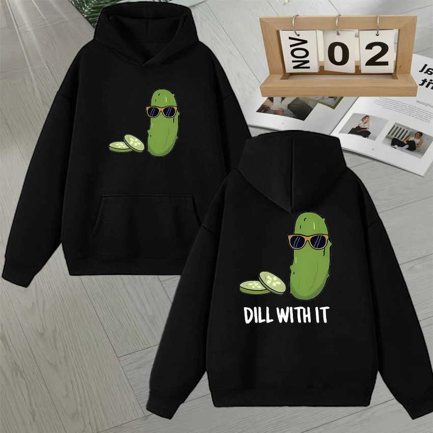 

Fashionable and Crafted Cartoon Bitter Gourd Pattern Men Women Casual Fleece Long sleeve Sweatshirt Autumn Winter Hoodie Unisex