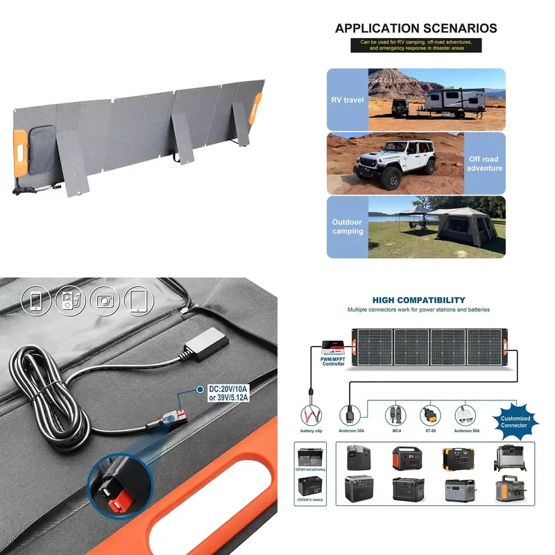 280W 300W 400W 440W 480W 490W 500W Foldable Solar Panel Portable Folding Monocrystalline PV Module Kit RV Caravan Camping 4WD
