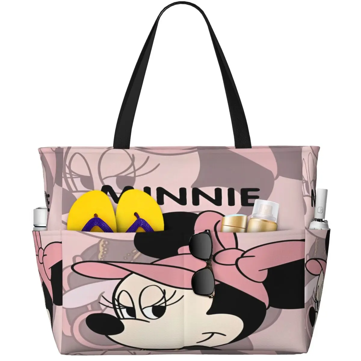 

Women's Pink Minnie Mouse Tote Bag for Beach Mcikey Mouse Travel Stylish Large Weekender Bags for Vocation