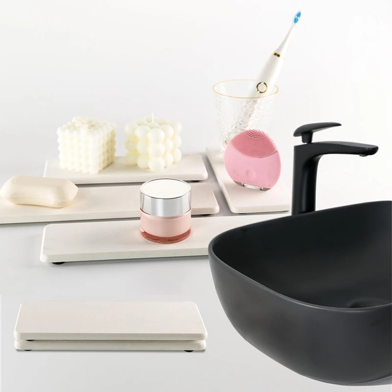 Bandejas de tocador para lavabo de baño de tierras de diatomeas PORK, bandeja absorbente de jabón de cocina para el hogar