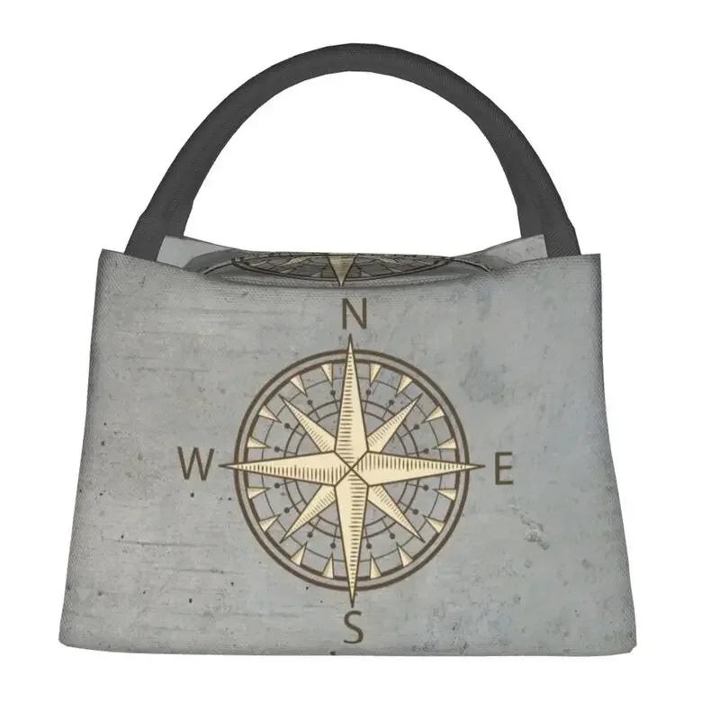 

Custom Gray Compass Insulated Lunch Bags for Nautical Sailing Sailor Portable Cooler Thermal Food Lunch Box Hospital Office