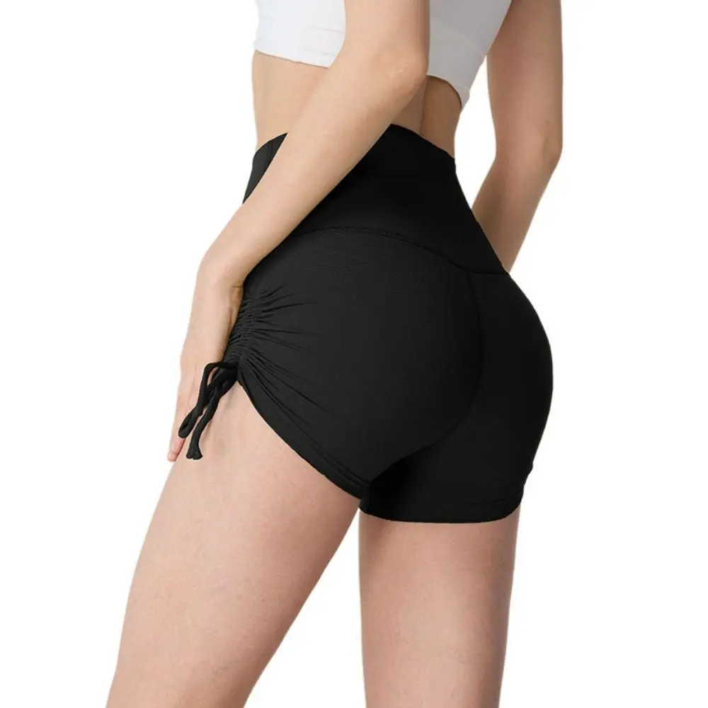 

High Waist Peach Shorts Breathable Side Drawstring Peach Hip Shorts Push Up Adjustable Side Drawstring Yoga Shorts Gym