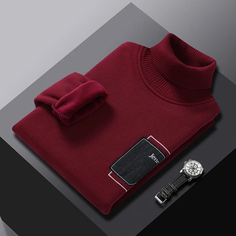 Top Grade 2022 Fashion Brand Cashmere Pullover Men Soft Warm Winter Sweater Mens Handsome Turtleneck Thick Sweaters Pull Homme