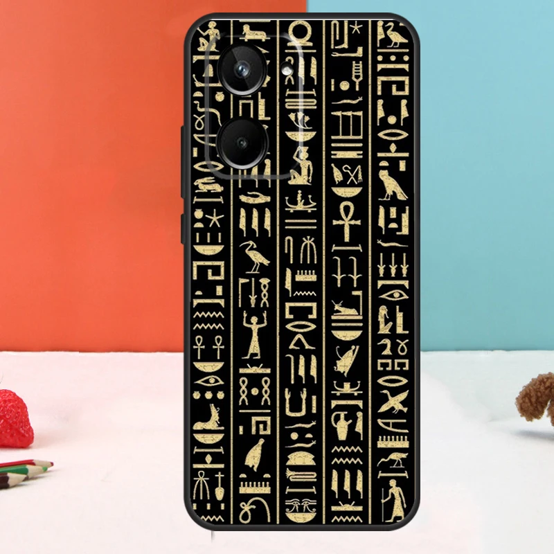 Ancient Egyptian Hieroglyphic For Realme C53 C55 C35 C33 C30 C25s C21Y C11 C15 GT Neo5 GT3 GT5 9 10 11 12 Pro Plus Case