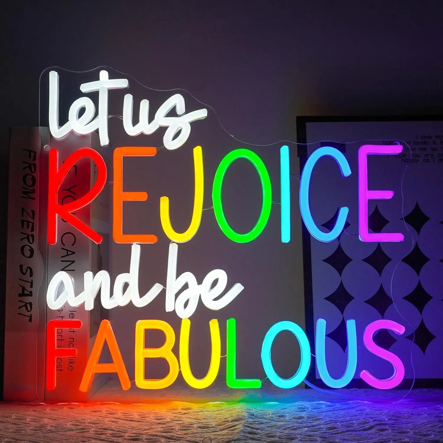 

Let Us Rejoice And Be Fabulous Neon Sign for Wall Decor Positive Neon Lights Faith Letters LED Signs for Bedroom Home Classroom