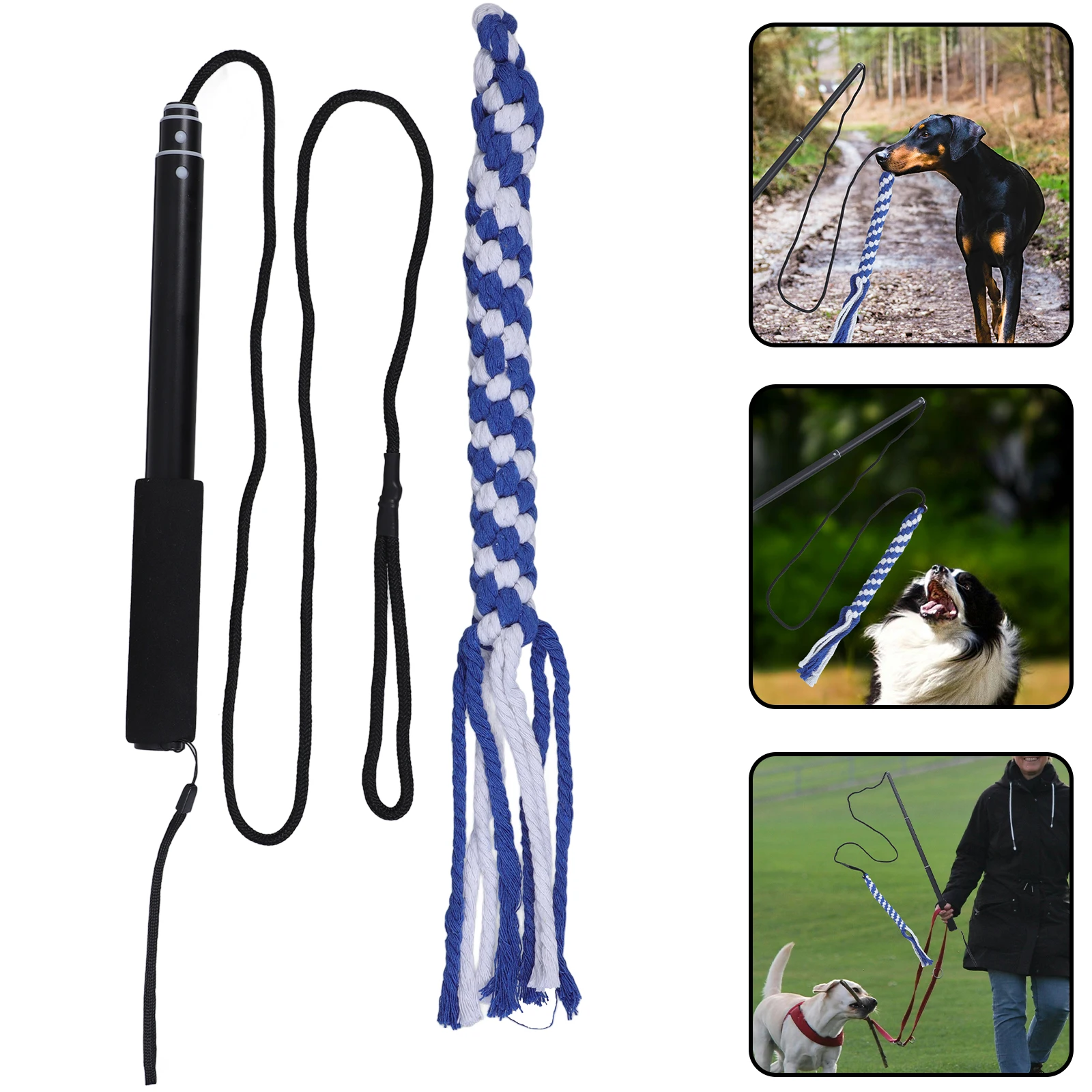 

Interactive Dog Flirt Pole L Black Extendable Exerciser Training Tool for Healthy Active Pets Chasing