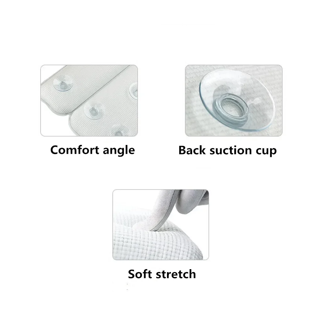 SPA Bath Pillow Non-slip Bathtub Headrest Soft Neck Back Waterproof Comfort Cushion Bathroom Accessories