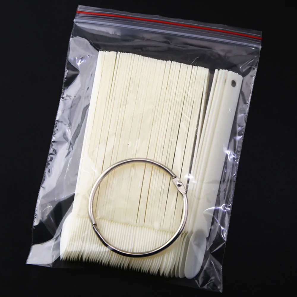 50pcs testa rotonda a forma di ventaglio per unghie campione Display ovale corto Gel UV unghie finte suggerimenti bastoncini fai da te polacco salone pratica carta a colori