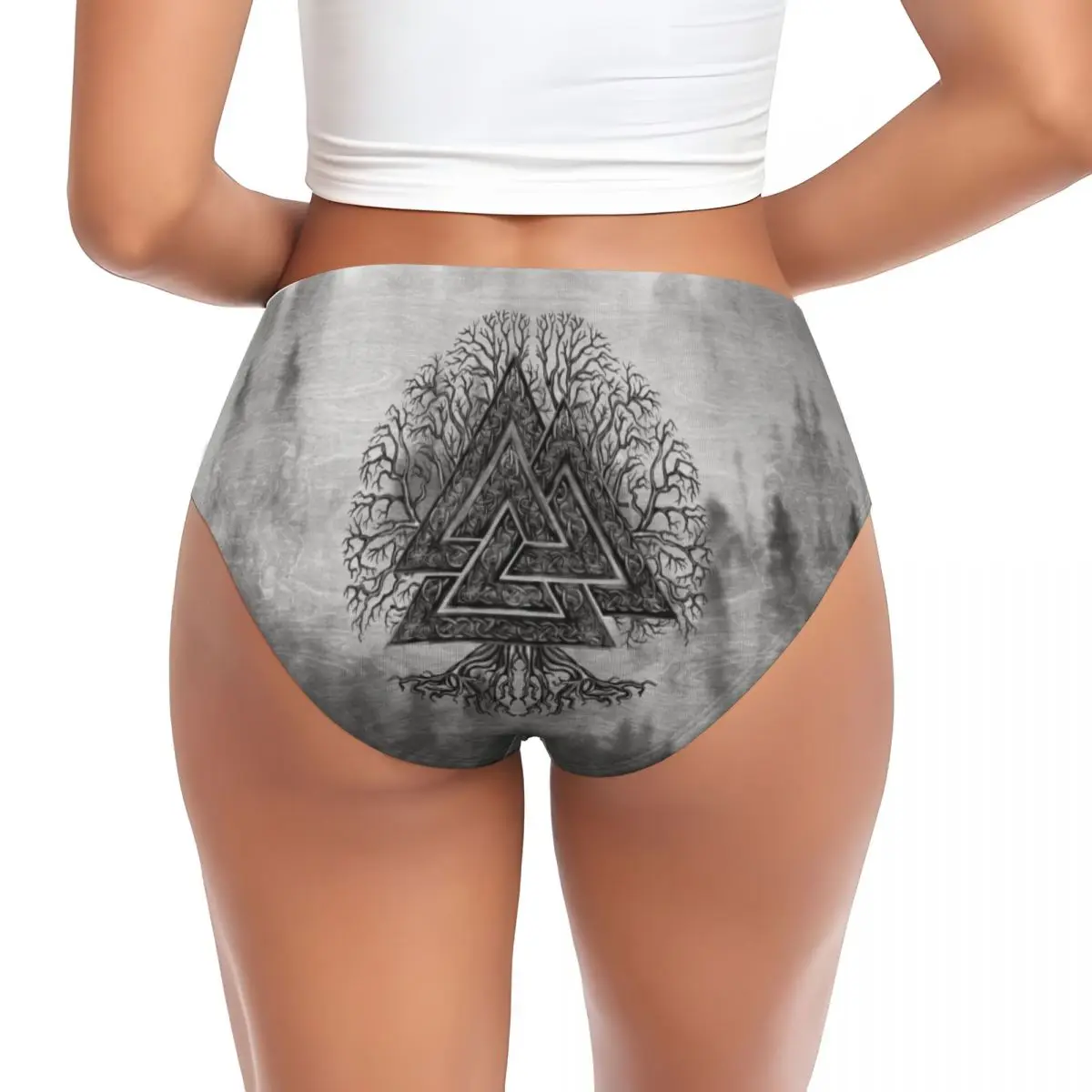 Culotte Respirante Personnalisée pour Femme, Sous-Vêtement Viking Norse, Valknut et Arbre de Vie Yggdrasil