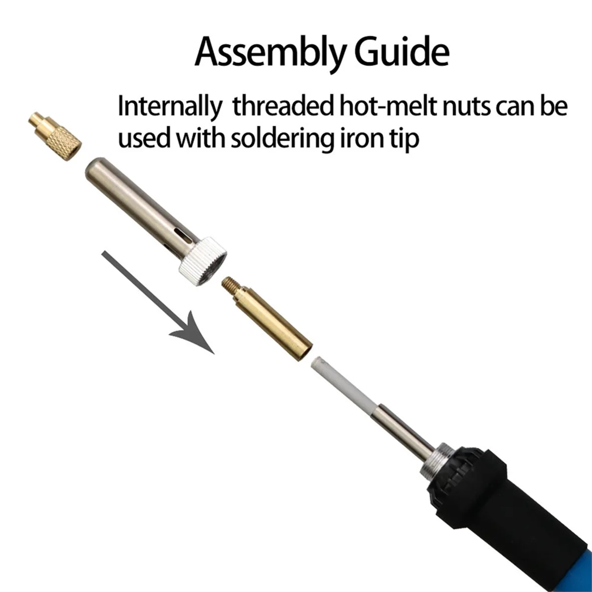 Quality! Heat Insert Nut Iron Tip T12 Soldering Iron Tip Insert Internal Thread Tip M2-M8 Brass Hot Nut Insertion Kit