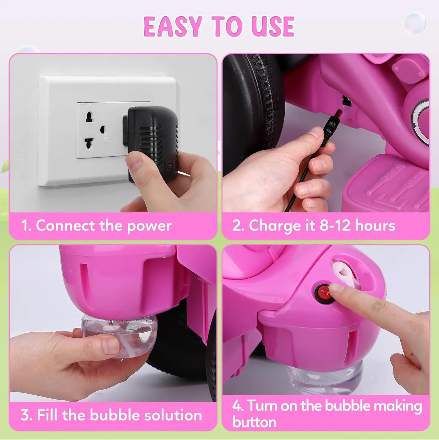 3-Rad Kinder Elektro-Motorrad mit Blasenfunktion, 6V Batteriebetriebenes Aufsitz-Motorrad-Spielzeug mit LED-Scheinwerfern, Musik, Pedal