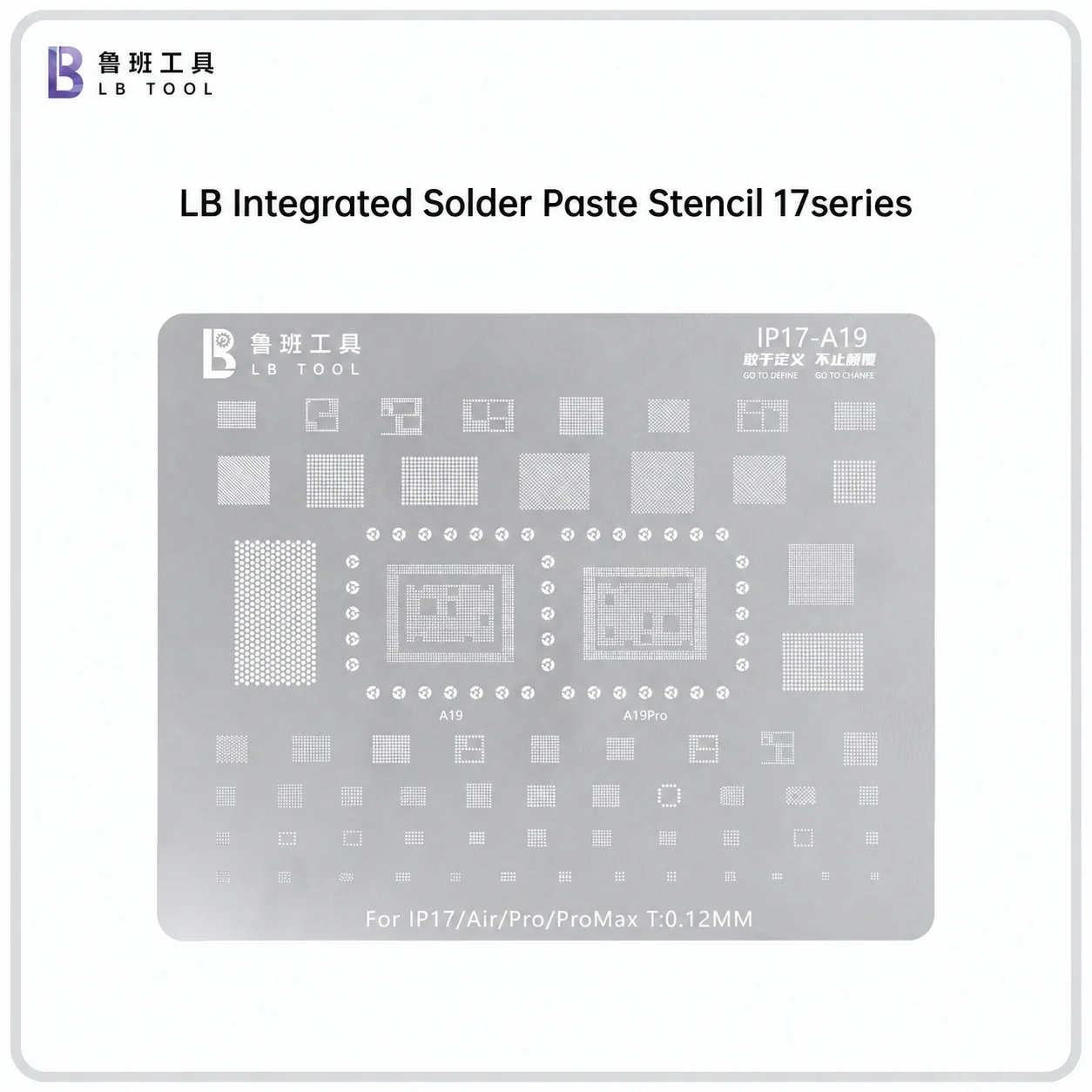 Luban Tool Comprehensive Reballing Stencil, BGA Steel Mesh for iPhone 11‑17 Series Chip Reballing Phone Repair Tool