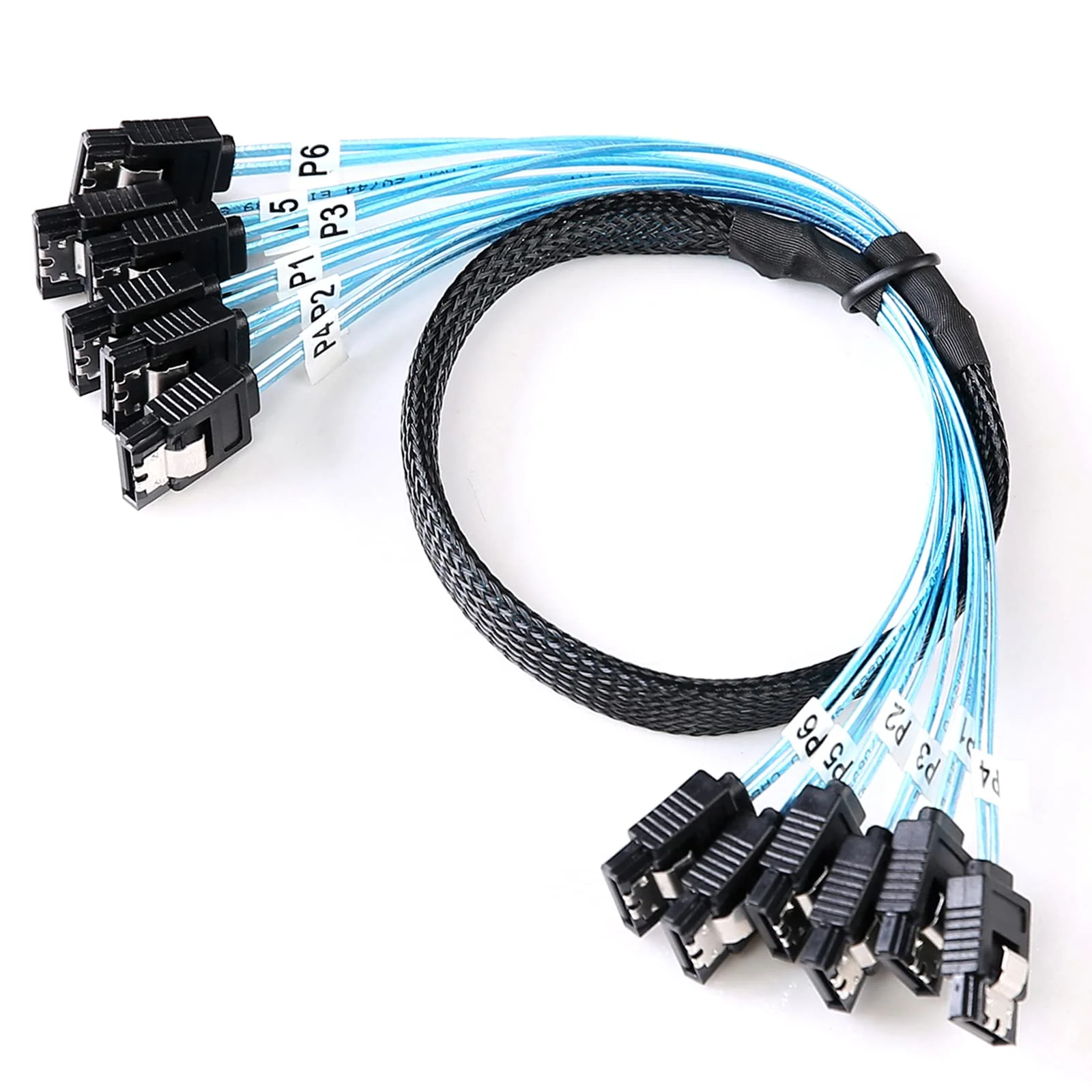 Cable de datos de serie de alta velocidad, Cable SAS de datos SATA3 de doble canal con blindaje de papel de aluminio, 4 piezas/6 piezas, SATA 3, 6gbps, X 4