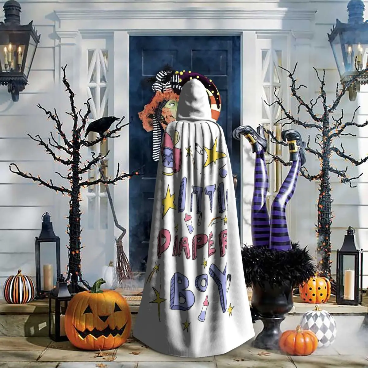 

Little Diaper Boy Abdl Long Hooded Cloak Witch Medieval Costume Cosplay Cape HalloweenCoat Adult Unisex