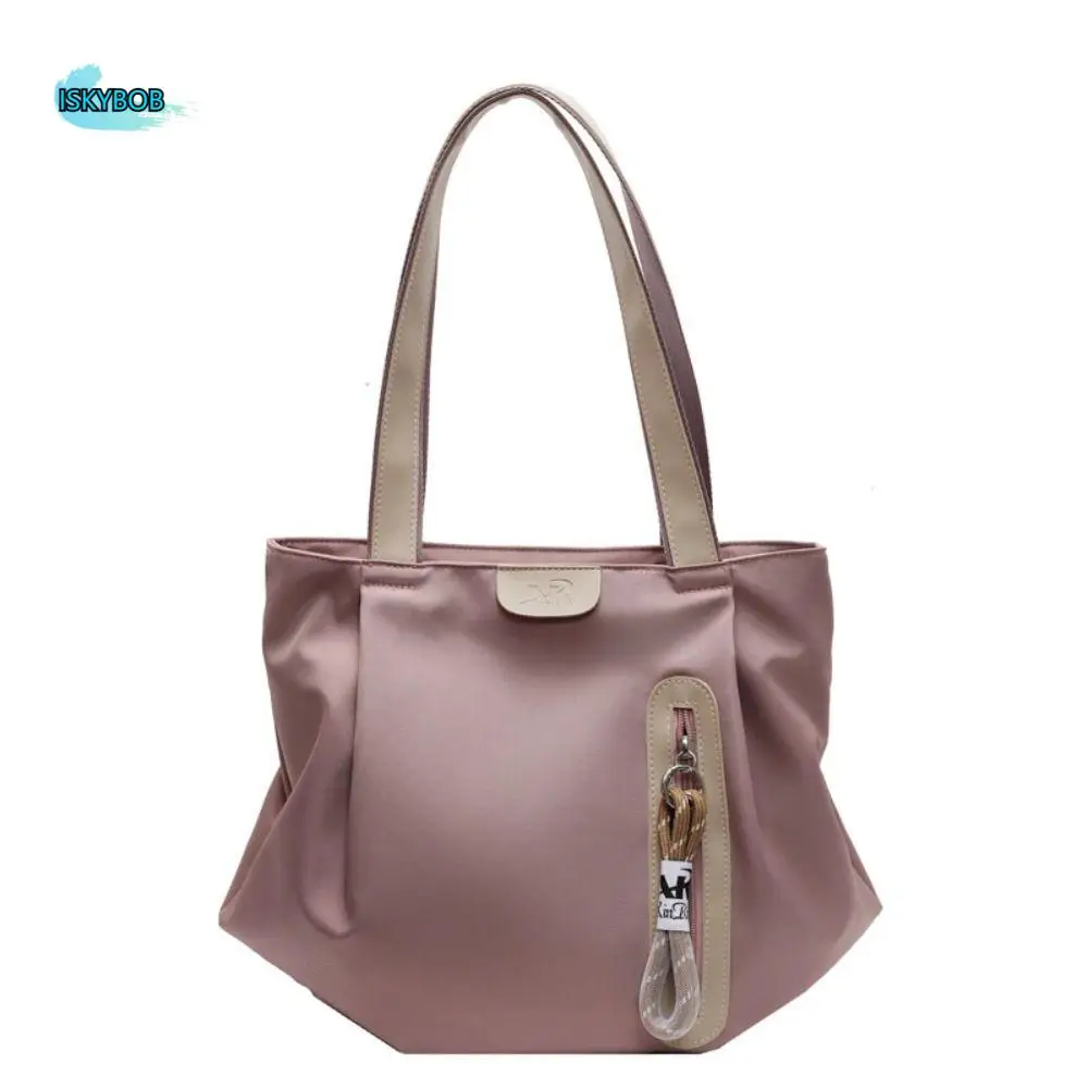 

Simple Portable Tote Bag Large Capacity Commute Shoulder Bag Fashion Zipper Pleated Handbag Students