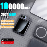 New 100000mAh Wireless Power Bank Magnetic Qi Ultra-Thin Portable Power Bank Type C Mini Fast Charger for iPhone Samsung Xiaomi