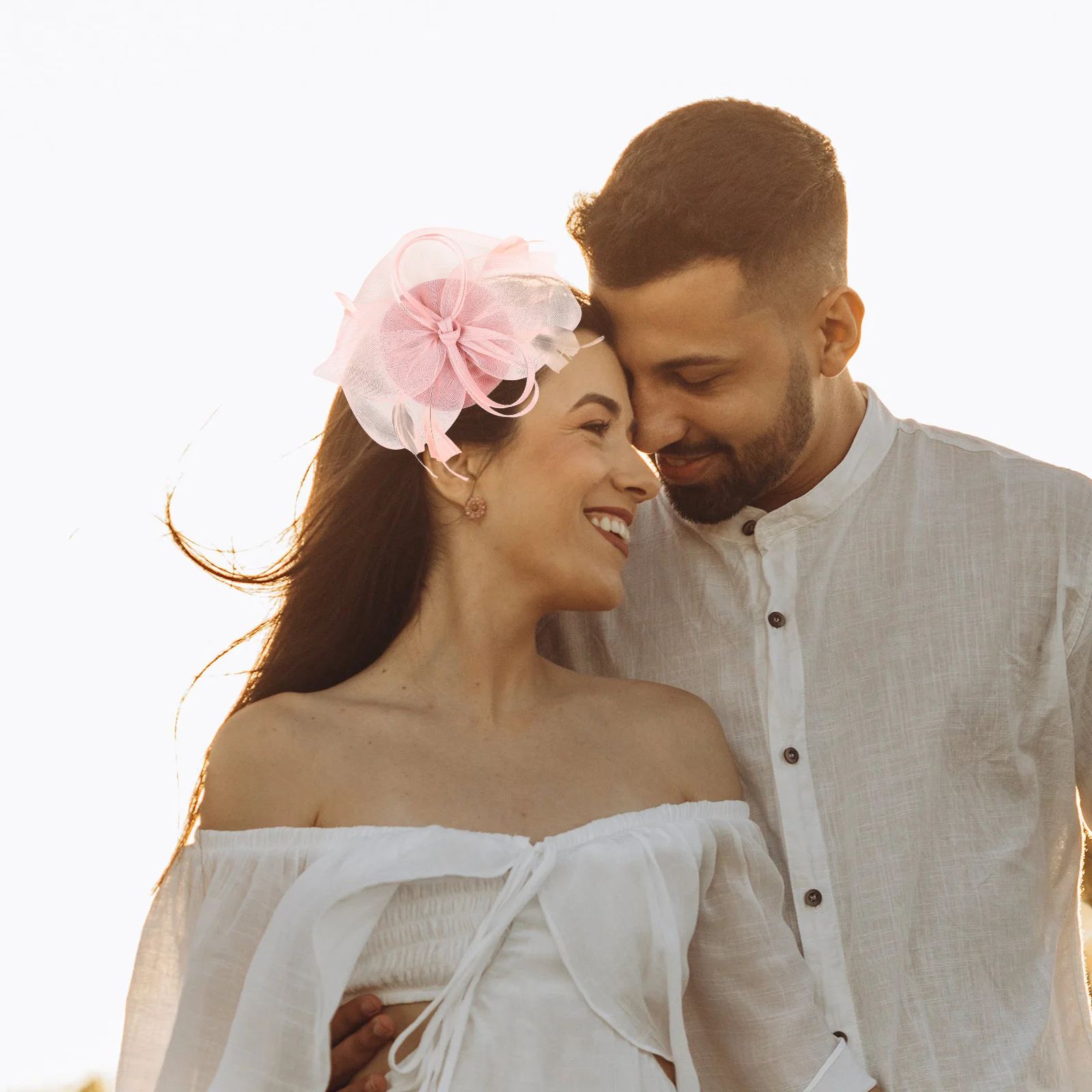 

Flower Hairb Light Pink Silk Gauze Hat Bridal Accessories Tea Party Headwear Women Fascinator Durable Comfortable