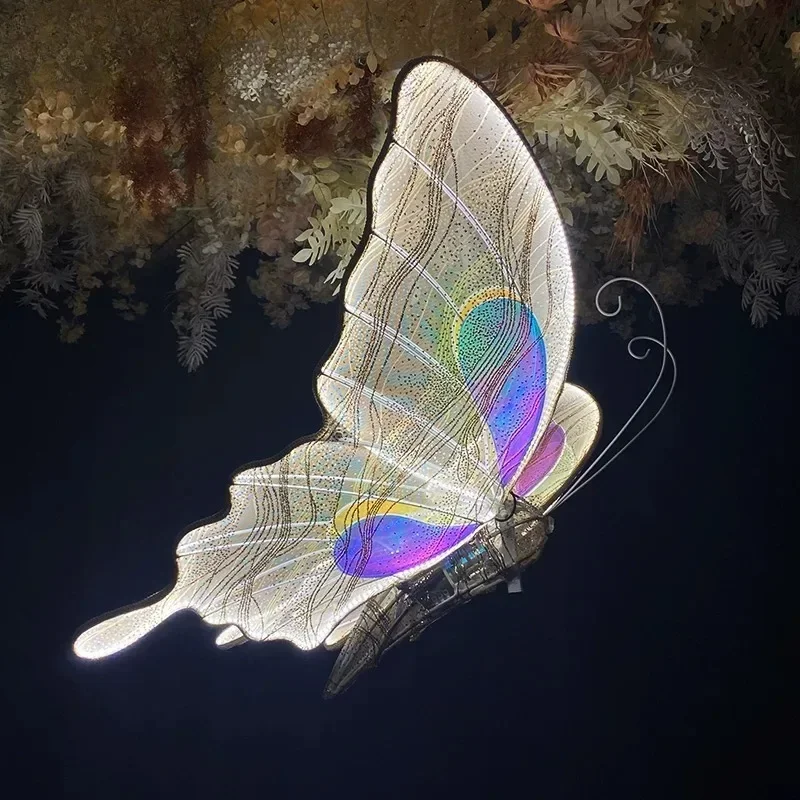 Iron Art Electric Intelligent Dynamic Luminous Butterfly - Ideal for Wedding Hall Props, Air Wings, Mall Performances & Party De