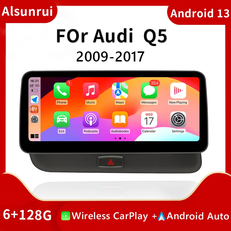 

1920*720 Wireless Carplay Car Radio Android 12 System For Audi Q5 2009-2016 Screen Multimedia GPS Navigation Head Unit Stereo 4G