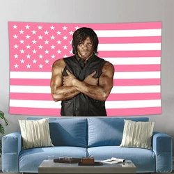 90X150CM 3X5FT Norman Reeduss Flag Daryl Dixo Flag Pink American Flag The Walking Dead Poster Wall Hanging Tapestry Room Decor