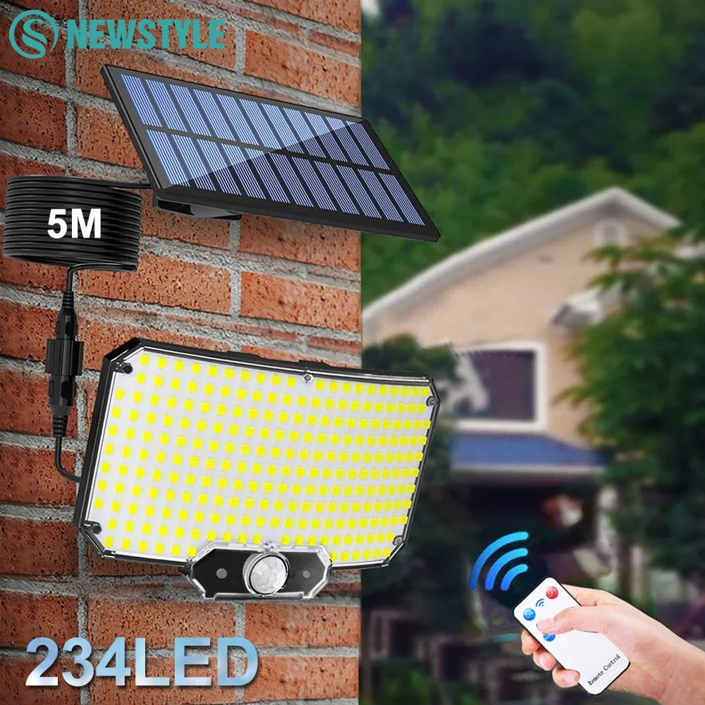 

Solar Lights 234LED Solar Security Lights Outdoor Garden Motion Sensor 3 Modes Waterproof Split Solar Flood Wall Lights Garage