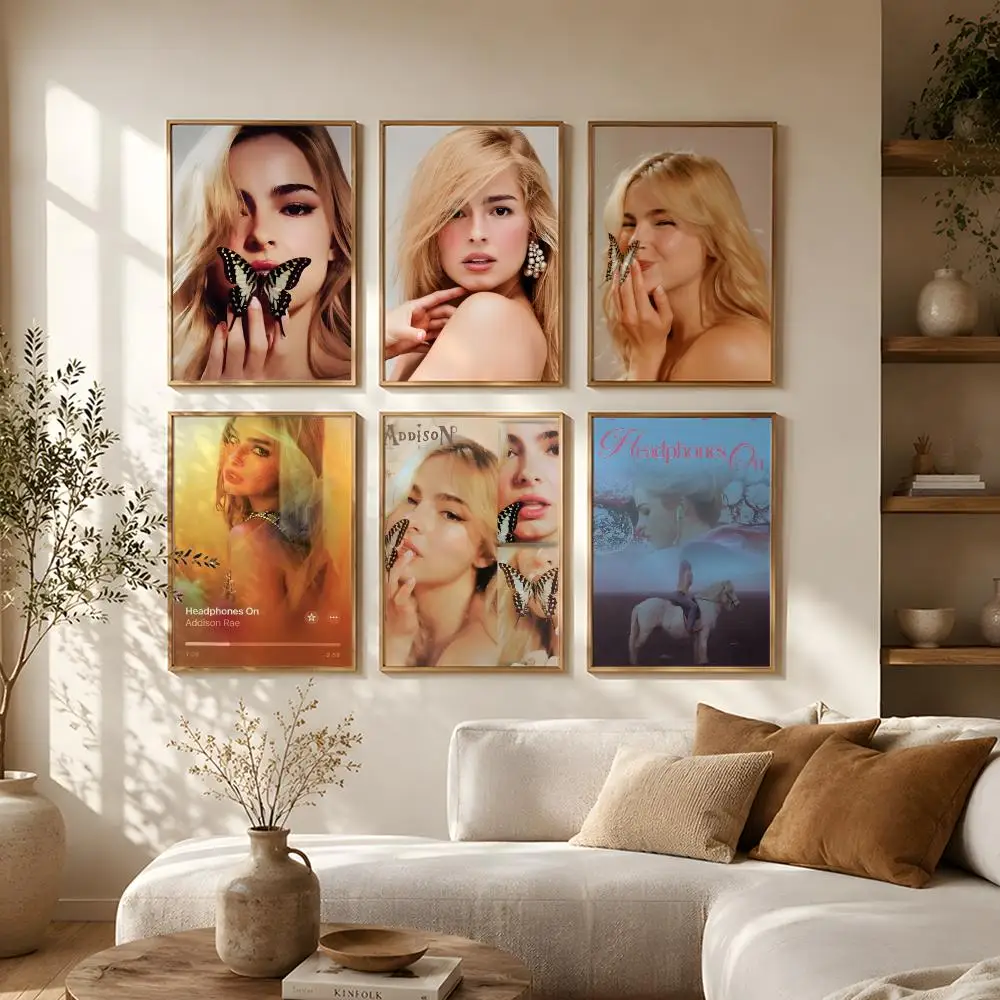Actor Addison Rae Poster Self-Adhesive HD Mural Wall Decals, Living Room Bedroom Home Decor Gift