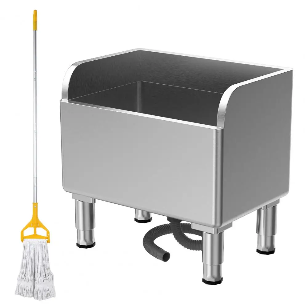 23.6in Mop Sink Stainless Steel Kitchen Prep & Utility Sink 1 Compartment Restaurant Commercial Steel Sink W/Faucet For Home