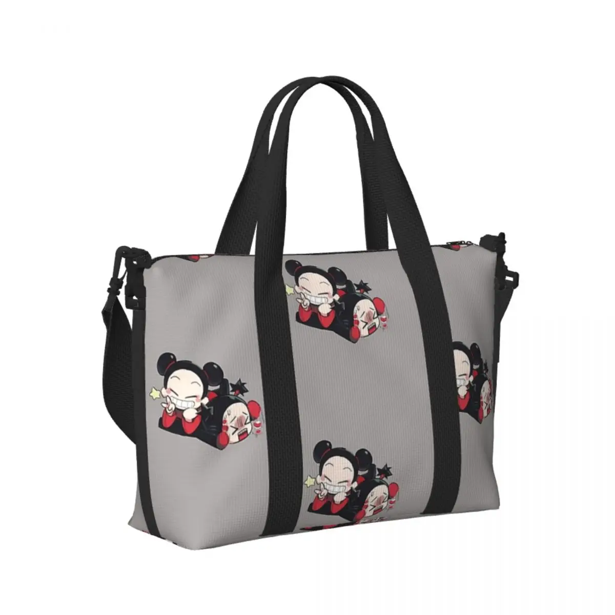 

Custom Pucca And Garu Beach Travel Bag Large Capacity Tote Bags for Gym Sport Women Shopping Duffle Shoulder Bag