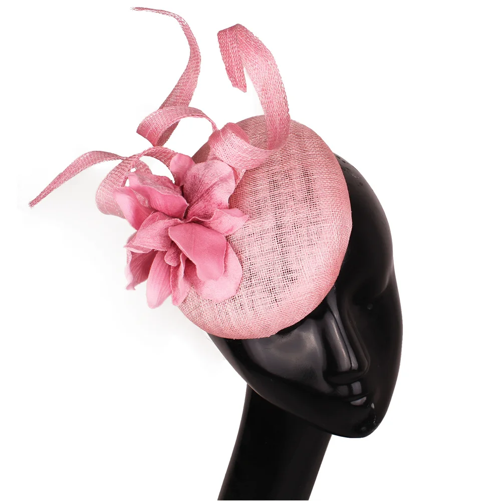 High Quality Sinamay Wedding Fascinator Headband Church Headpiece Elegant Bride Hat for Women Cocktail Hair Accessories view 4