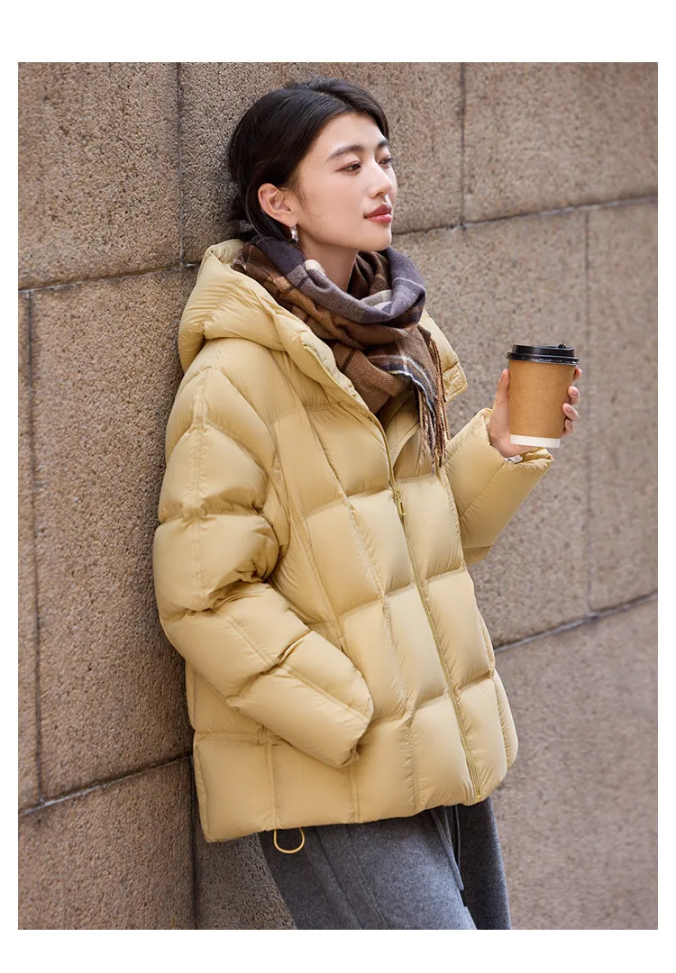 LOUISYAO 90% Duck Down Three Proof Jacket Women 2025 Winter Minimalist Hooded Thickened Premium Warm Outerwear Coat