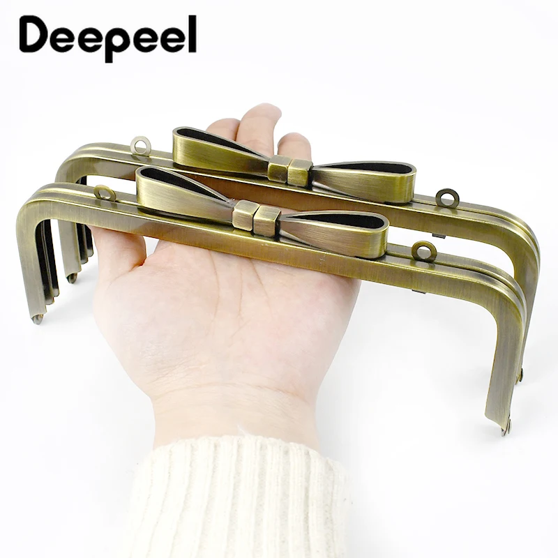 1/2/5Pcs Deepeel 20cm Bownot Metal Bag Handle Purse Frame Square Smooth Kiss Clasp Screw Mouth Gold Bracket Bags Accessories