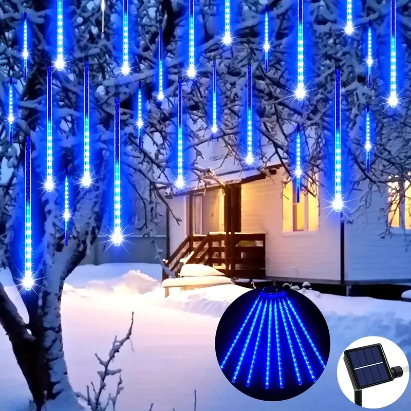 

8 Tubes Solar Meteor Shower Rain Led String Lights Street Fairy Garlands Christmas Tree Decorations Outdoor New Year Garden